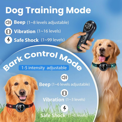 Collar De Choque 2 En 1 Para Perros Con Control Remoto Ip67