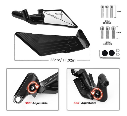Espejo Retrovisor Para Ducati Scrambler 1100/800 Lcon Dark