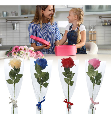 Rosa Artificial Led 4 Pacote De Presente De Flores Brilhante