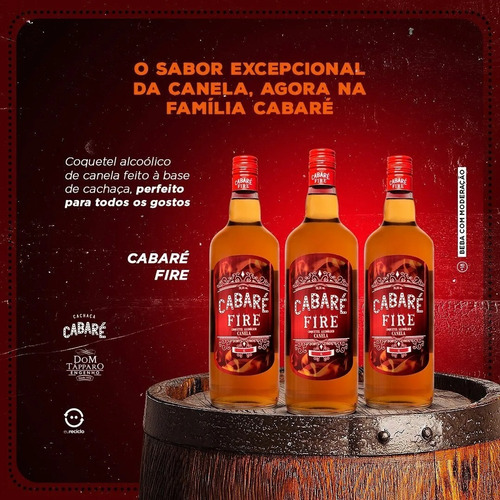 Imagem 3 de 3 de Cachaça Coquetel Cabaré Fire Canela 1 Litro