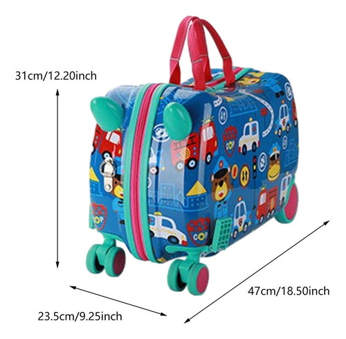 Maleta De Paseo Para Niños, Carrito De Sheriff Azul
