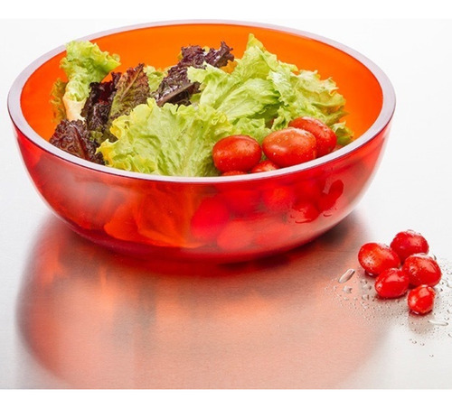 Ensaladera Bowl De Acrílico Grande Colores Practi-k Color Naranja