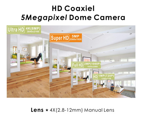 Cámara De Seguridad De Domo Súper Híbrida De 5 Mp 4 Mp 1080p