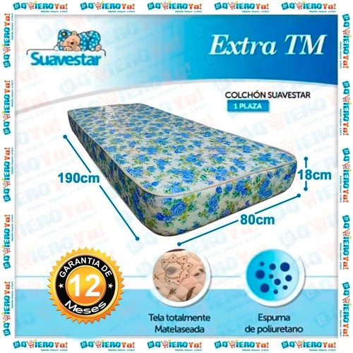 Colchon Suavestar Extra 80x 1,90x 18 Matelasse + Almohada 1º