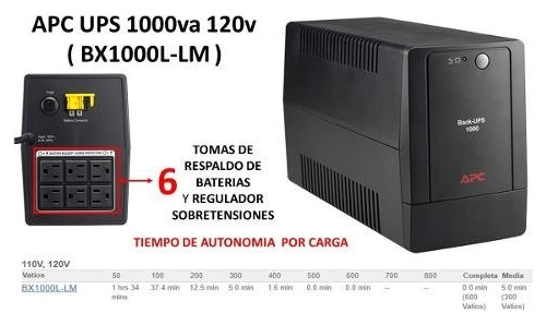 Ups Apc Back-bx1000l-lm 110/120v 600vatios 1000va 6 Salidas