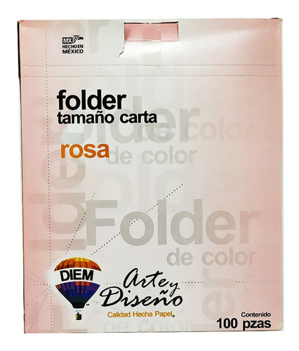 Folder Diem Pastel Rosa T/carta 176 Gramos 100 Pzs