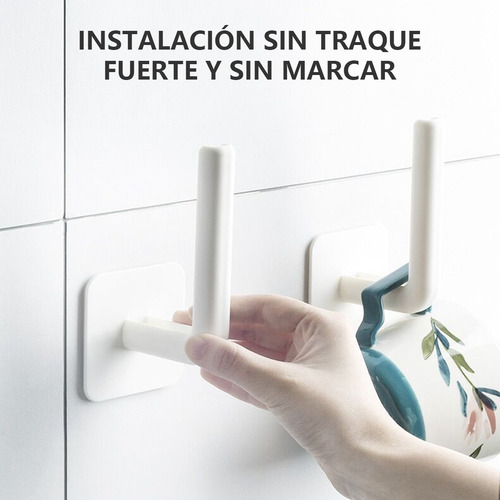 2pcs Ganchos Perchero Multifuncional 2 Piezas Negro+blanco Blanco