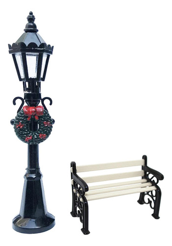 Ta Banco De Parque Y Luz De Poste De Luz Para Decoración De
