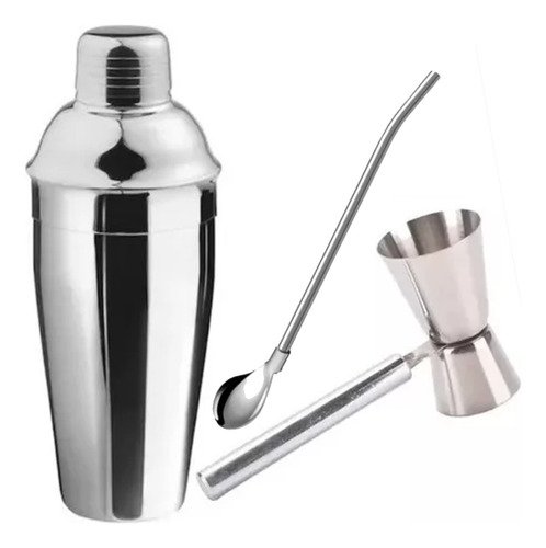 Set 3 Piezas Coctelera Barman Cuchara Jigger Medidor 