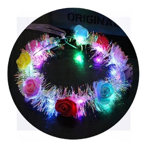 20 Diadema Corona Flores Luz Led Fiesta Festival Col Color Multicolor