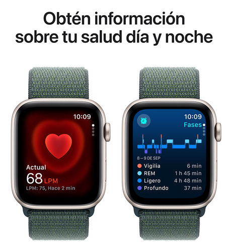 Apple Watch Se Gps + Cellular 44mm Con Correa Blanco Estelar Blanco Estelar Correa Loop Deportiva Verde Lago Plata