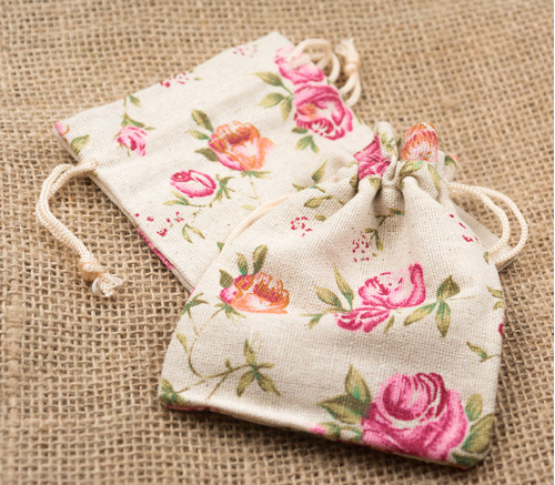 Bolsas De Flores Tela Natural Vintage Shabby Chic Importada