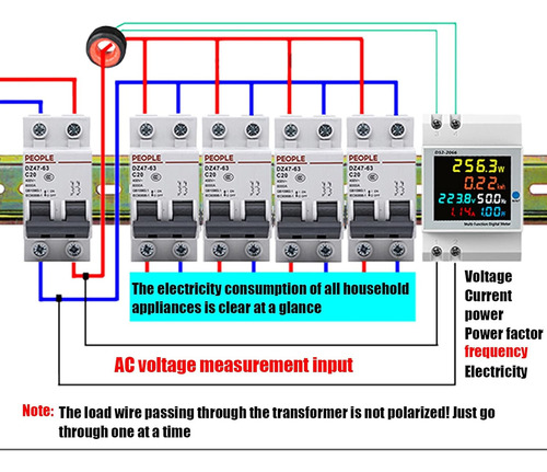 Medidor Electrico 6 Parametros Multimetro Amperimetro Lcd