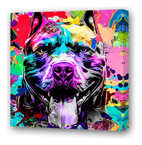 Cuadro 20x20cm Arte Callejero Pitbull Multicolor M3