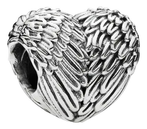 Charm Corazón Alas De Angel Plata Fina S925 Para Pandora