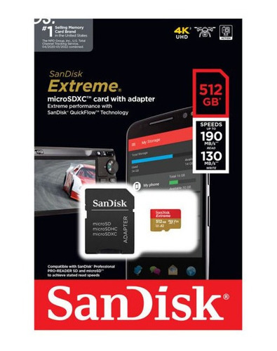 Tarjeta De Memoria 512gb Microsd Extreme 190 Mb/s Sandisk