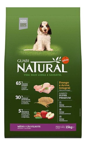 Ração Guabi Natural Cães Filhotes Médio Frango E Arroz 20kg