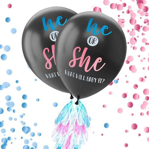 Gender Reveal Balloon Kit 2 Globo Gigante Xl Confeti 24 Para