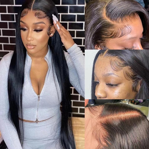 Peluca Lace Front Negra 22 Larga Castaño Claro