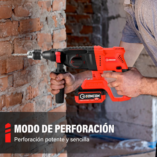 Rotomartillo Inalámbrico Taladro Impacto Cincelador Sds-plus Rojo Y Negro 50hz/60hz