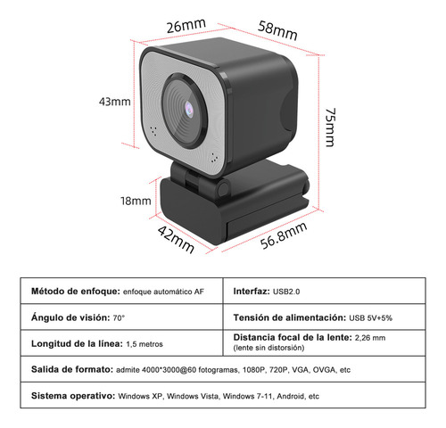 X Cámara Web Uhd 4k 60fps Usb Webcam Con