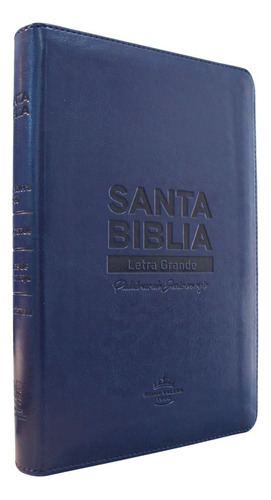 Biblia Rvr 1960 Letra Grande, Azul Simil Cuero, Canto Plata