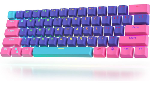 Tecla De Juego De 61 Pbt, 60% De Retroiluminación Con Extrac