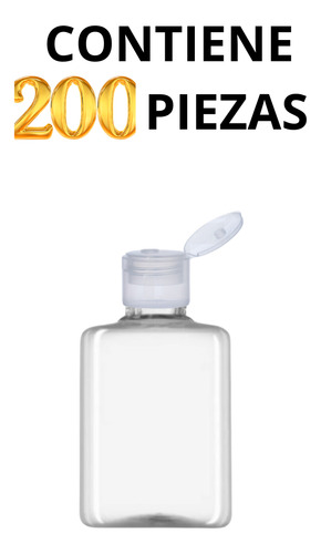 200 Botella Hotelera Cuadrada Vacíos De 30ml Tapa Flip Top