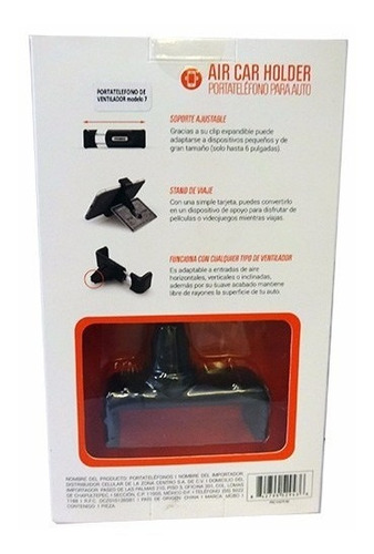 Imagen 3 de 3 de Soporte Universal Para Aire De Coche Hasta 6 Pulgadas Negro