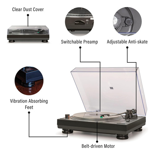Crosley C100bt-bk - Tocadiscos Bluetooth Con Tracción P