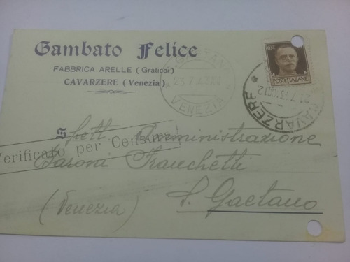 Tarjeta Postal Italia 2*  Guerra Mundial  Gambato Felice  