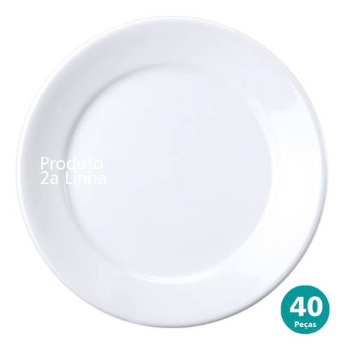 40 Pratos Rasos Atacado Restaurante Porcelana 2a Linha