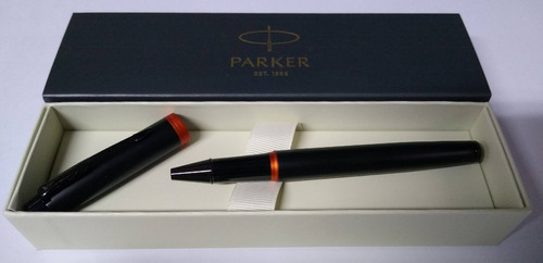 Lapicera Roller Parker Im Vibrant Rings Flame Orange Color De La Tinta Negro Color Del Exterior Negro