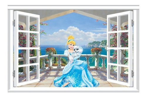 Vinilos Efecto Ventana 3d Cenicienta - Cali - 1.50m X 1m