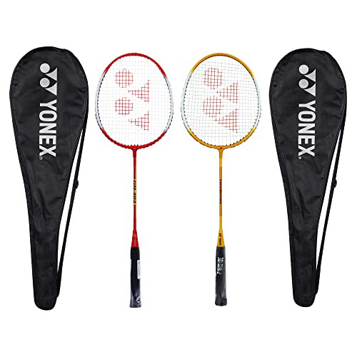 Yonex Gr 303f Aluminio Strung Badminton Racquet (yellow/red)