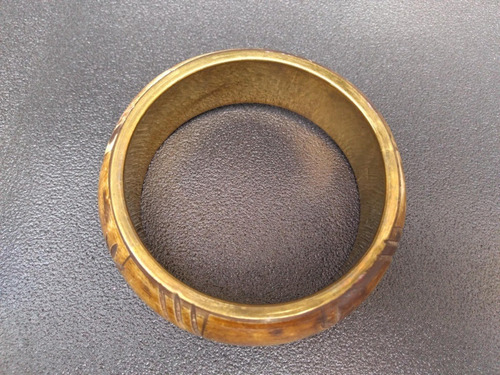 Gotica : Viejo Pulsera Bronce Y Hueso Pintado Rustico Zox