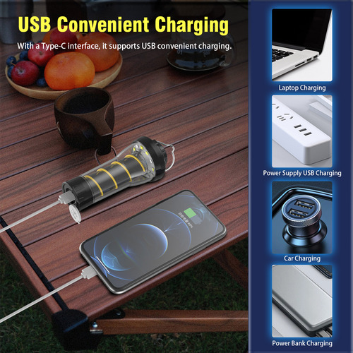 Luz Led Portátil Para Acampar, Usb Recargable, Multifunción