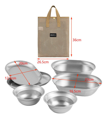 B Juego De Platos Y Tazones De Acero Inoxidable, Utensilios