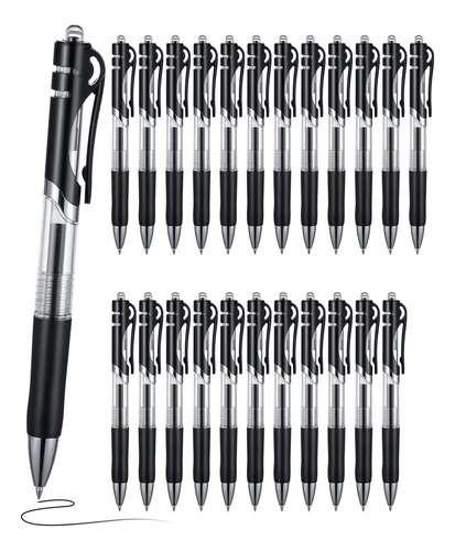 Bolígrafos De Gel Negros, Paquete De 24 Bolígrafos De Tinta