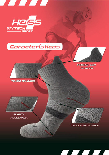Medias Deportivas Tobilleras, Heiss Sport Dry Tech