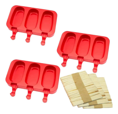 Kit De 3 Tapas Y Palitos De Silicona Para Helado Picole Mold