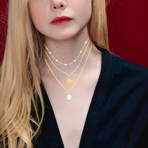 Collar De Múltiples Capas Con Borlas De Perlas A La Moda Par