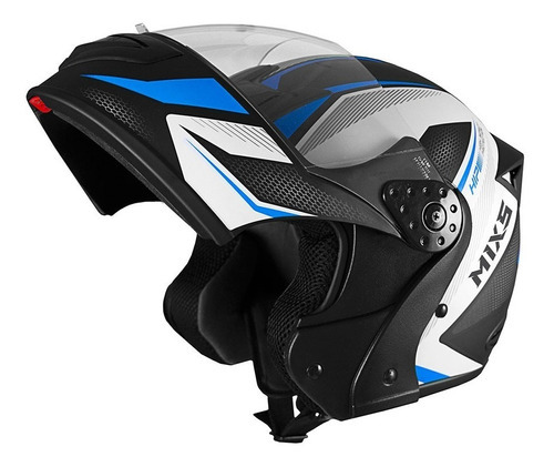 Capacete Mixs Gladiator Neo Brilhante Moto Robocop Cor Preto com Azul Tamanho do capacete 56