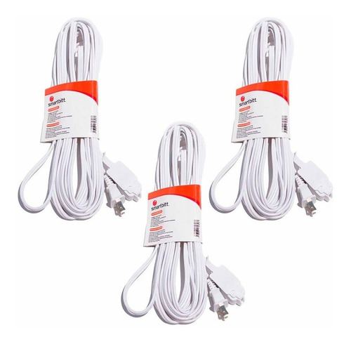 Smartbitt Kit De 3 Extensiones De Uso Doméstico De 8 Mts Color Blanco