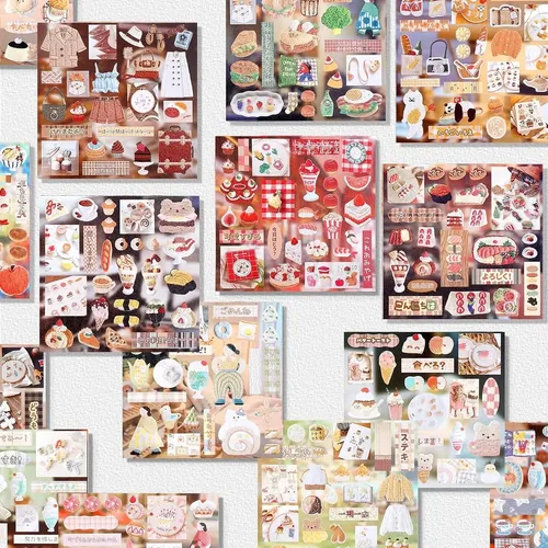 Livro De Adesivos Japonês Retrô De 800 Unidades Br09pf18x