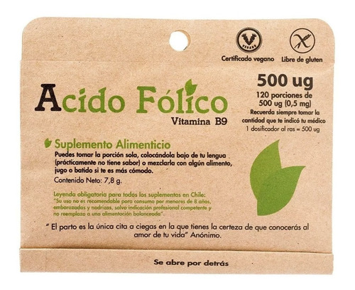 Acido Fólico Dulzura (120 Porciones De 500ug) 