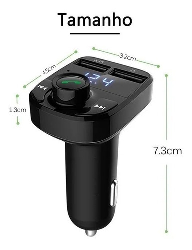 Imagem 4 de 5 de Carregador Carro X8 Bluetooth Veicular Mp3 Rádio