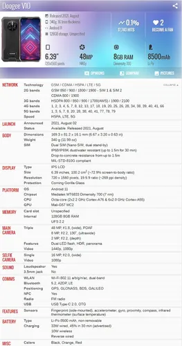 Doogee V10 5g 8gb 128gb Dual Sim Duos