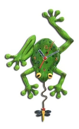 Allen Designs Frog Fly Pendulo Reloj Pared