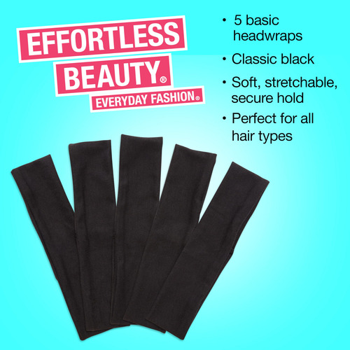 Diademas Scunci De Conair Soft, Elásticas, Negras, 5 Unidade